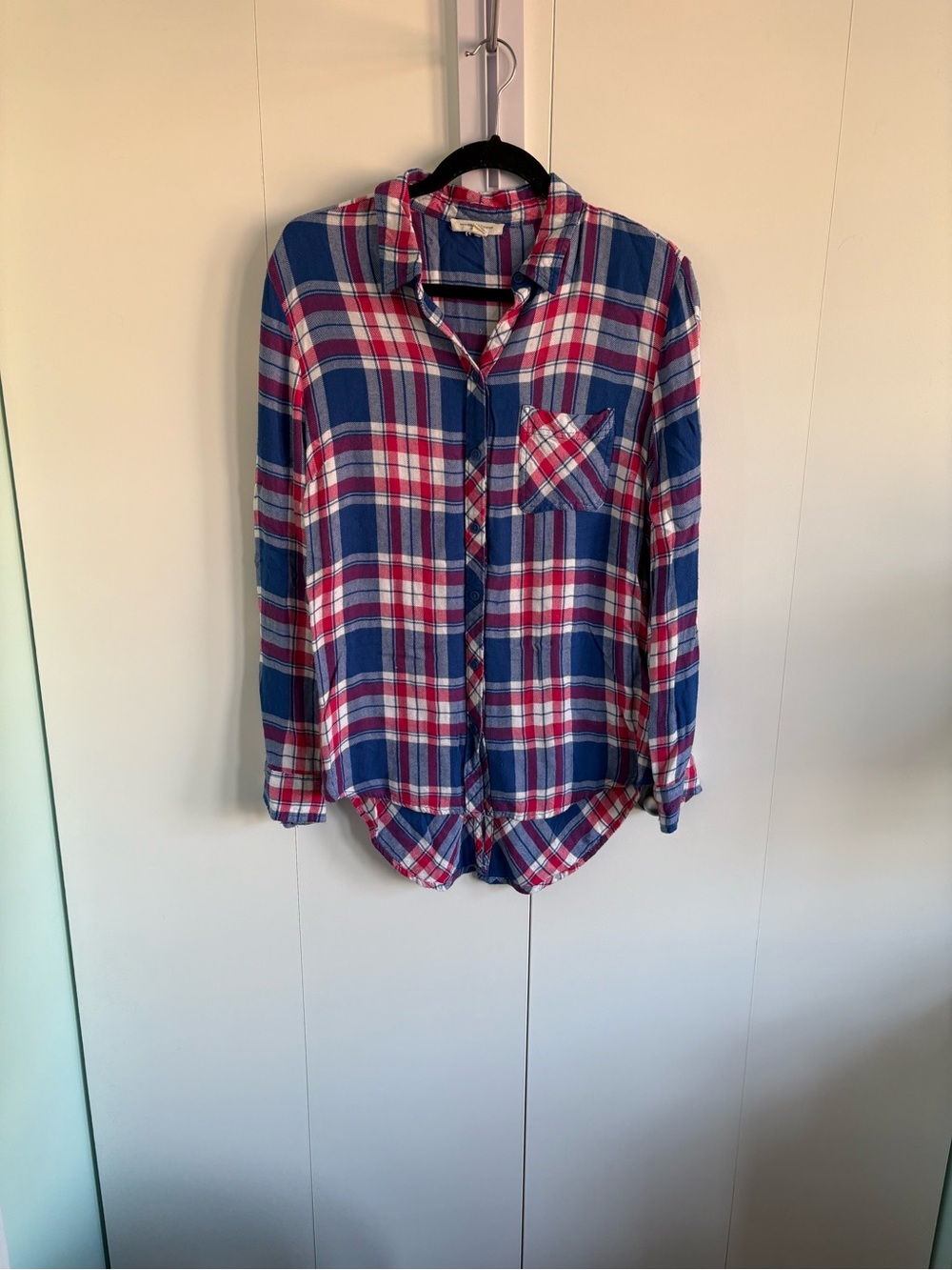 Forth of July red, Blue & White Plaid flannel Shirt